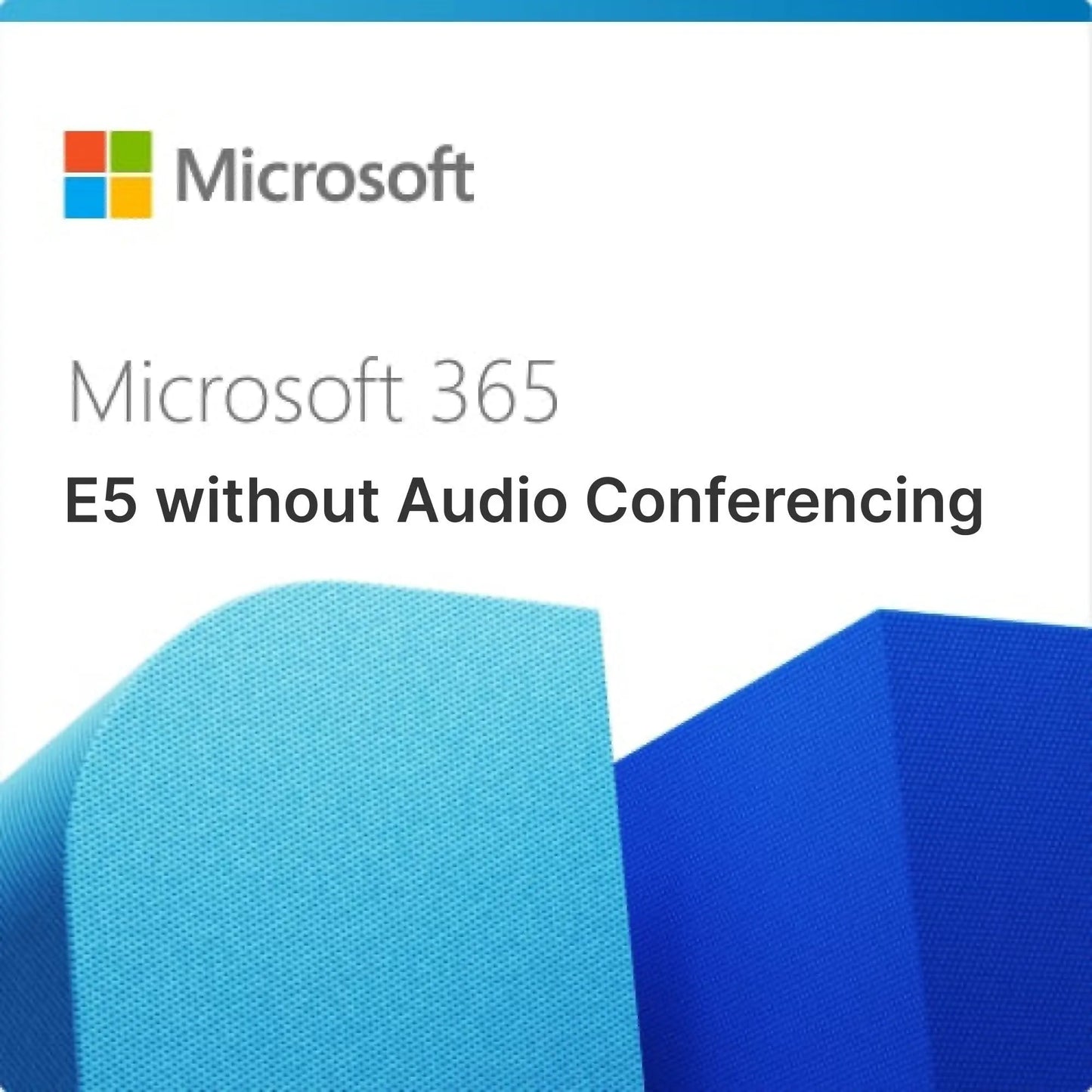 Microsoft 365 E5 plan software package image showing E5 without Audio Conferencing option